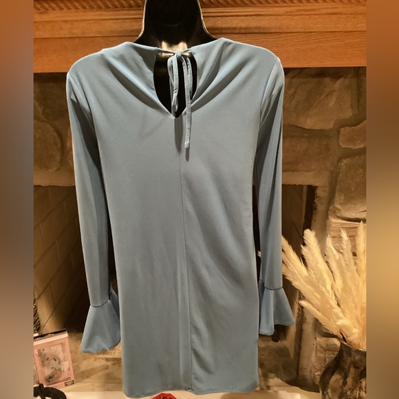 CYNTHIA STEFFE CECE BLUE GRAY LONG SLEEVE FLARED SHIFT DRESS SZ.XS - Picture 3 of 16